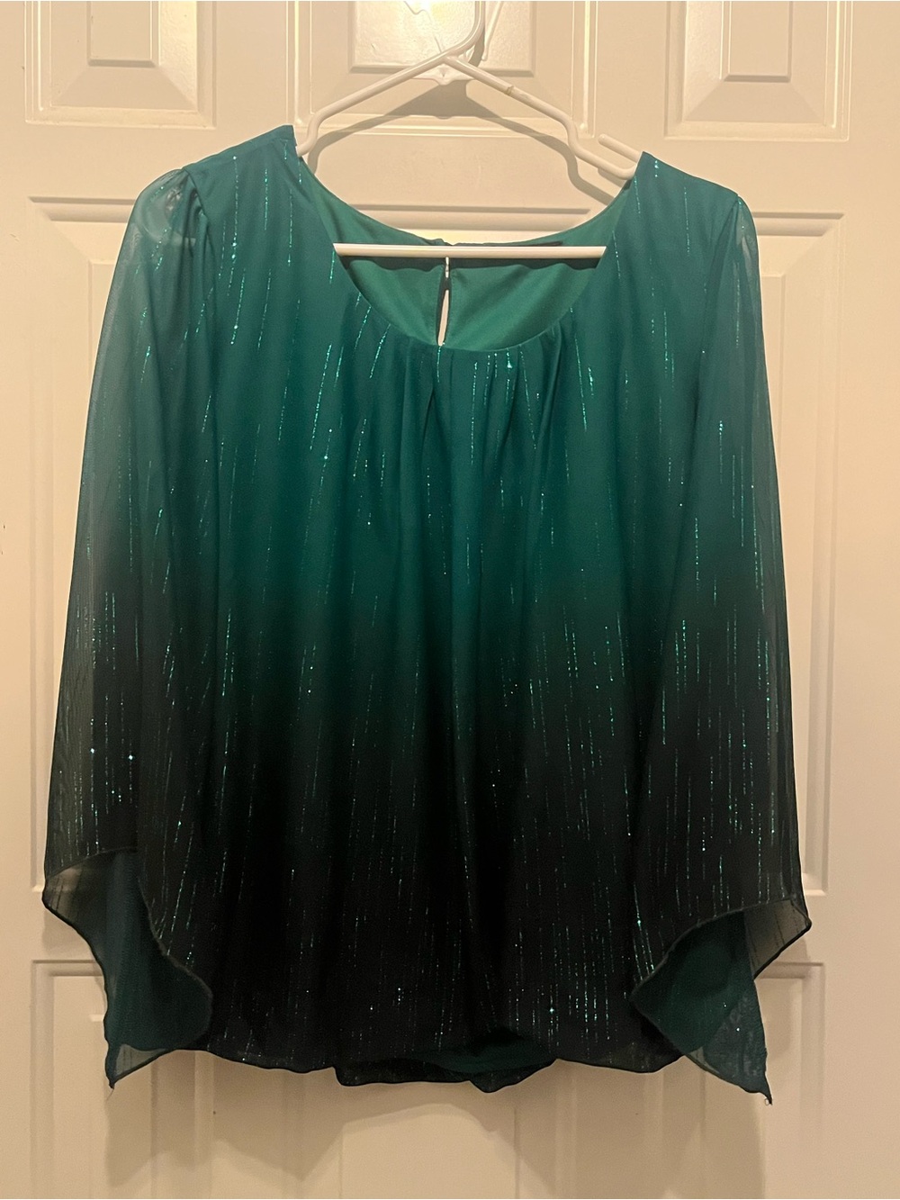 Women's Beautiful Green Ombre Blouse with Sparkle